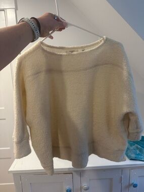 Billy Reid Cream Fuzzy Crewneck Sweater